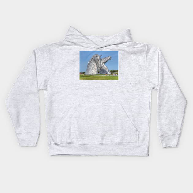 the Kelpies , Helix Park , Falkirk Kids Hoodie by goldyart